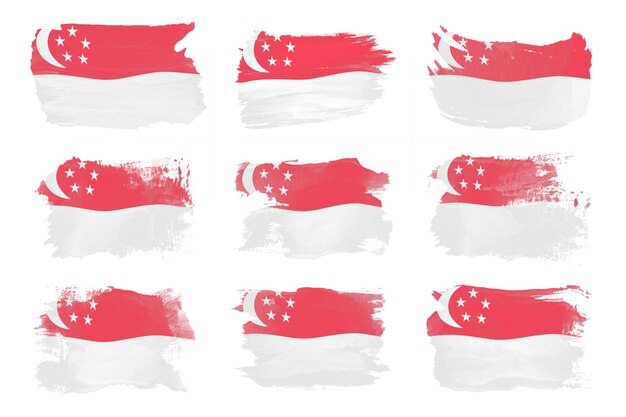 Singapore flag brush stroke, national flag on white background