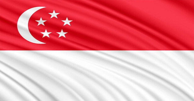 singapore flag flying in the wind