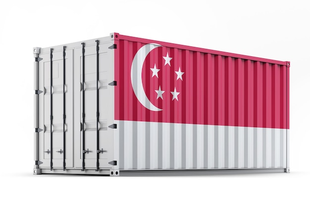 Флаг Сингапура на грузовом контейнере