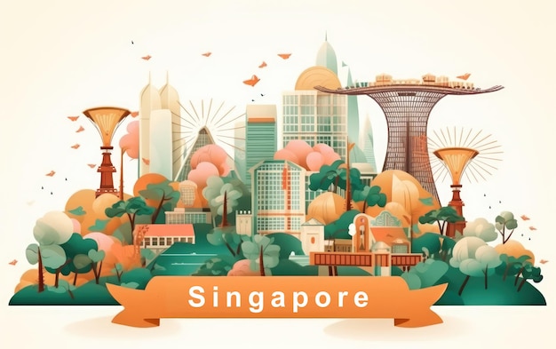 Singapore met oriëntatiepunt en populair voor toeristische attracties Generatieve AI