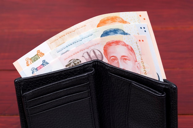 Premium Photo | Singapore money dollar in the black wallet