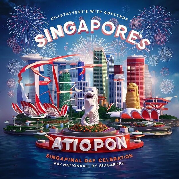 Photo singapore national day flat illustration