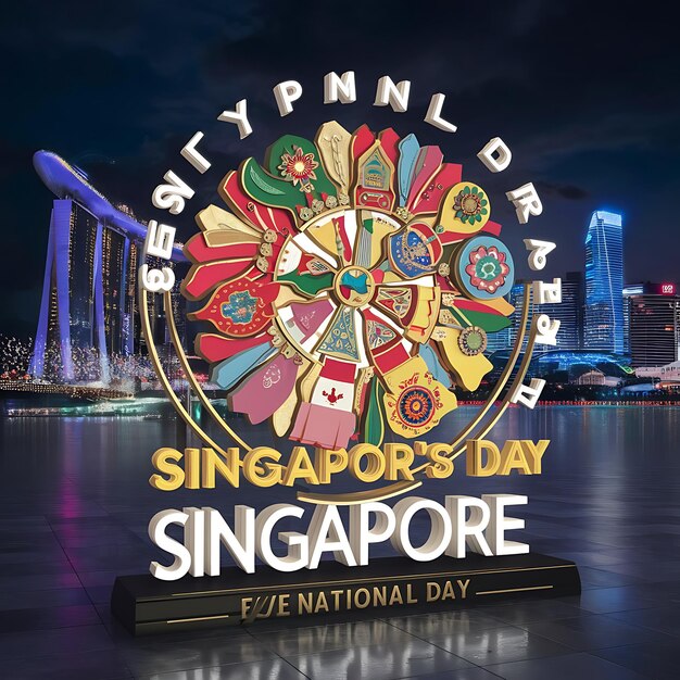 Photo singapore national day flat illustration