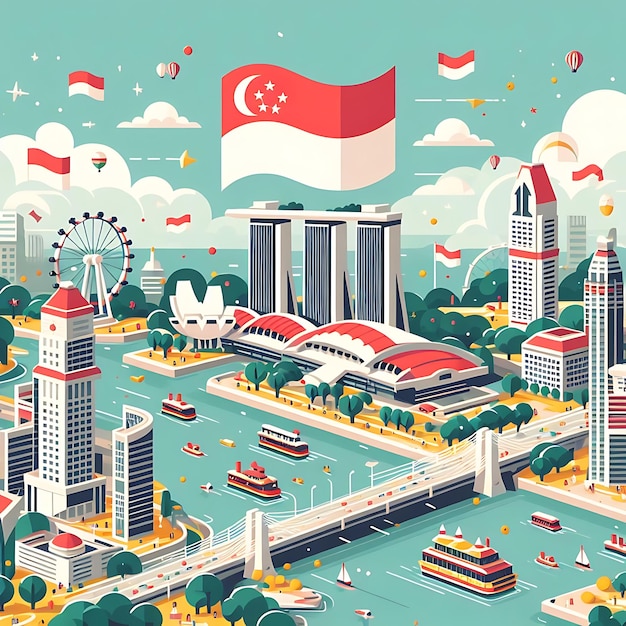 Singapore Nationale Dag plat illustratie