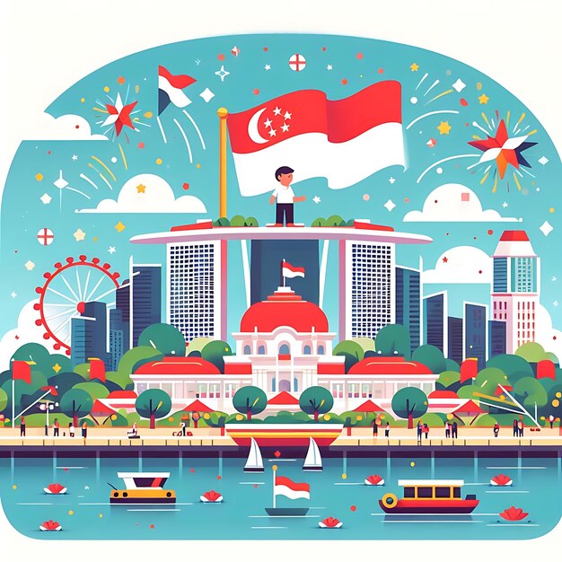 Singapore Nationale Dag plat illustratie