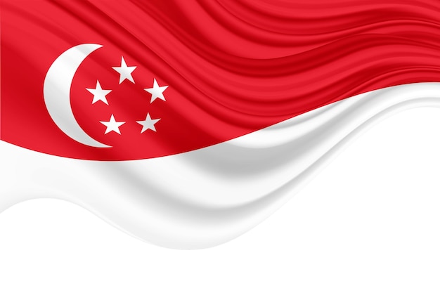 Singapore Nationale Vlag Geïsoleerde 3D Witte Achtergrond