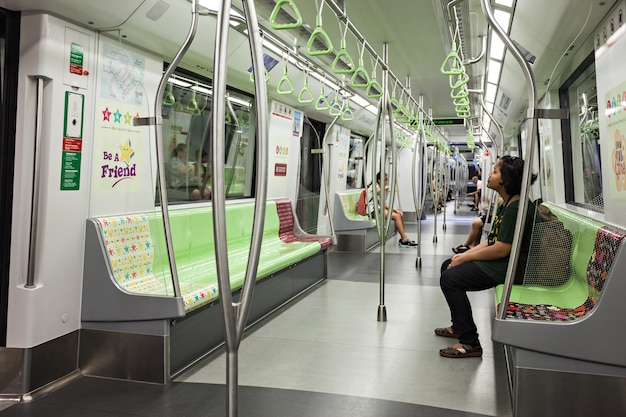 SINGAPORE - OCTOBER 18, 2014: The Mass Rapid Transit is a rapid transit system forming the major component of the railway system in Singapore.