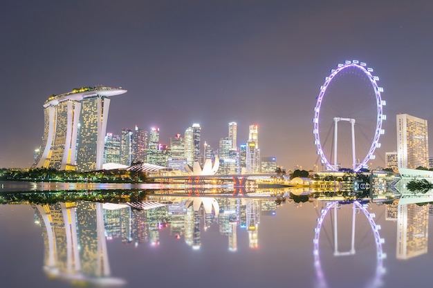 Singapore skyline at the Marina during sunset