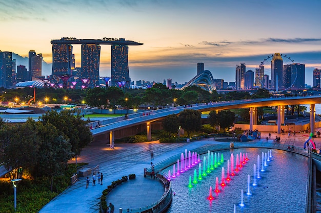 Singapore skyline and view of Singapore skyscraper central business district and financial building on Marina Bay.