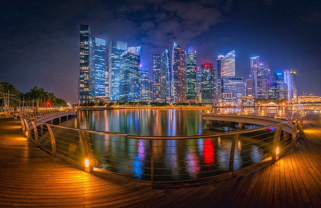 Singapore Skyline and view of skyscrapers on Marina Bay 