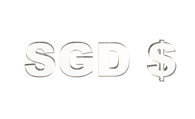 Singaporese dollar of SGD valutasymbool van Singapore gemaakt met glas 3D illustratie 3D-rendering