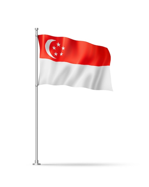 Singaporese vlag die op wit wordt geïsoleerd