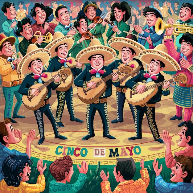 singing songs with instruments in traditional cinco de mayocelebration of mexican cultur