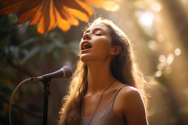 Фото Певчая женщина генерирует энергию.