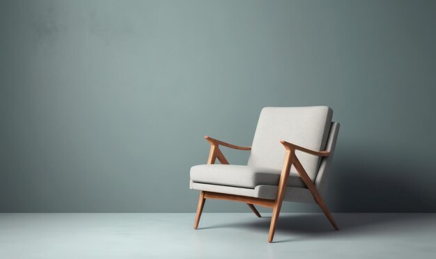 Single Armchair isolated on Grey Background with Copy Space