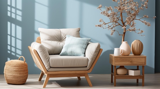 A single armchair in Scandinavian style