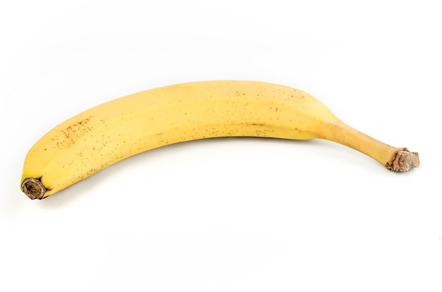 Single banana against white background.