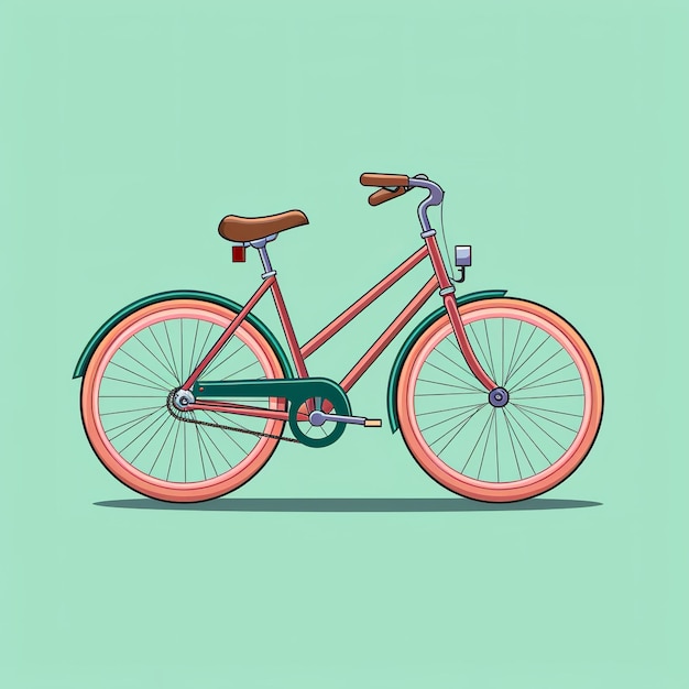 Single bikecartoonflatflat illustration Minimalistsingle Generative ai