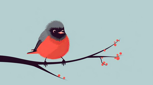 Single birdcartoonflatflat illustration Minimalistsingle Generative ai