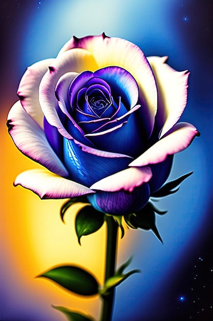 Single blue rose