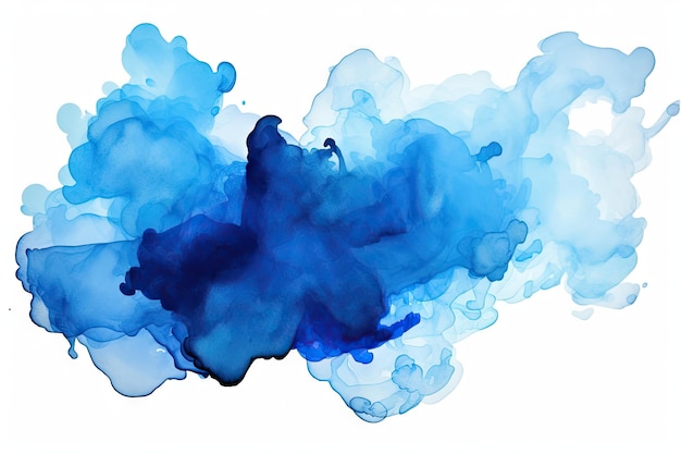 Single blue watercolor spot on white background