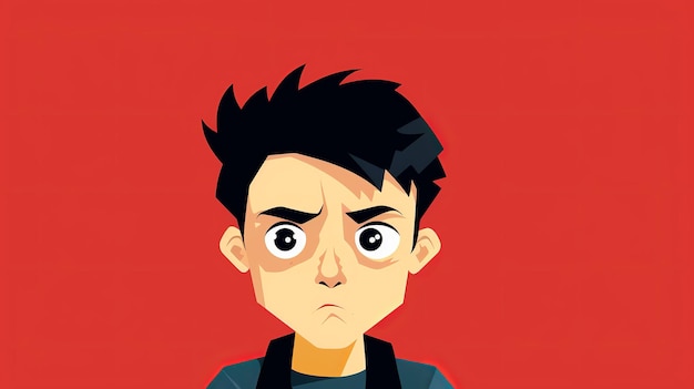 Single boycloseup cartoon flatflat illustration Minimalist Generative ai