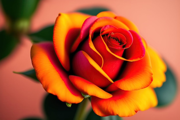 Single Bright Orange Rose