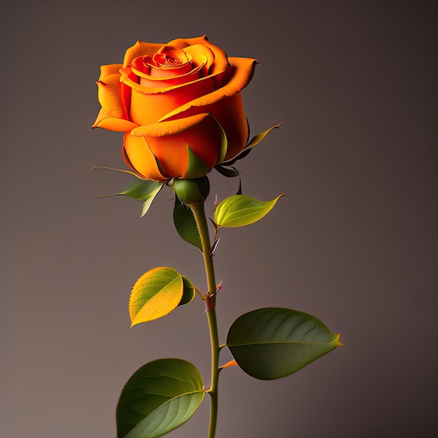 Single Bright Orange Rose