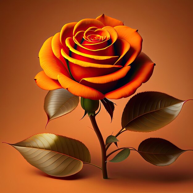 Single bright orange rose