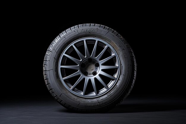 A single car tire set apart on a plain white backdrop