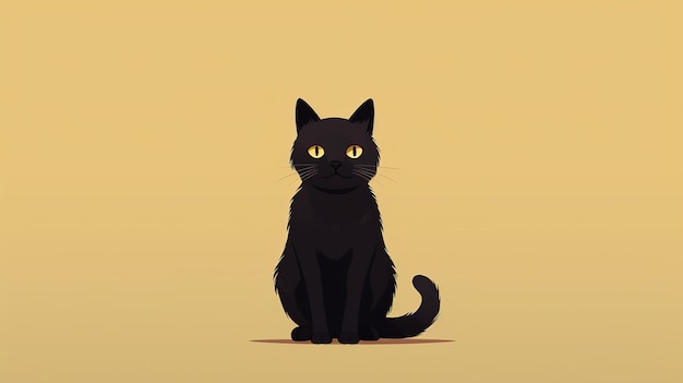 Single cat cartoon flatflat illustration Minimalistsingle Generative ai