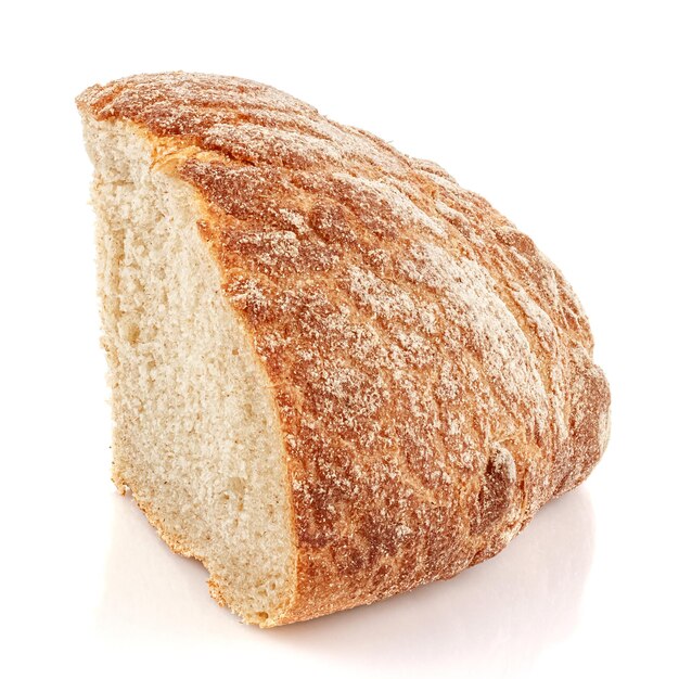 Single chunk of rye bread isolated on white