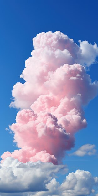 Одно облако на градиентном небе для спокойных мобильных обоев Генеративный ИИ