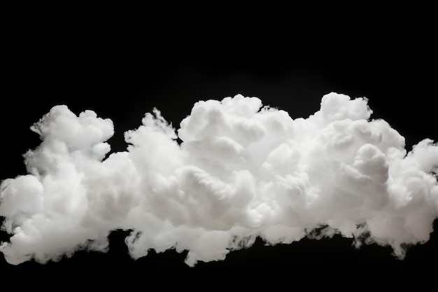 Single cloud in air isolated on black background Fog white clouds or haze For designs isolated on