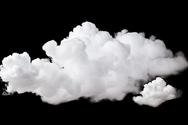 Single cloud in air isolated on black background Fog white clouds or haze For designs isolated on