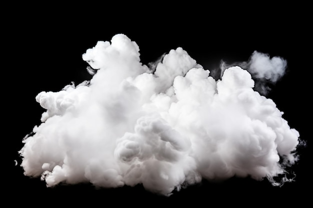 Single cloud in air isolated on black background Fog white clouds or haze For designs isolated on