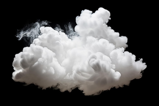 Single cloud in air isolated on black background Fog white clouds or haze For designs isolated on