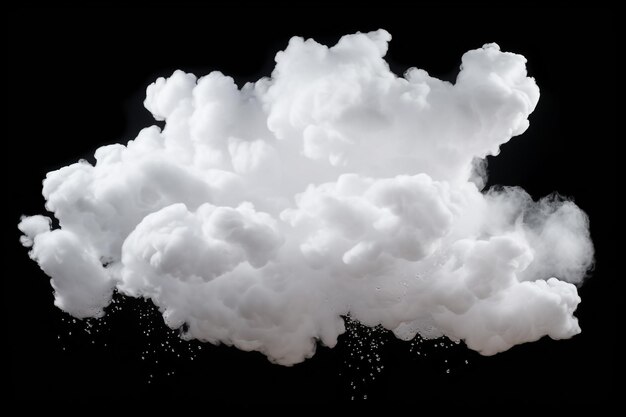 Photo single cloud in air isolated on black background fog white clouds or haze for designs isolated on