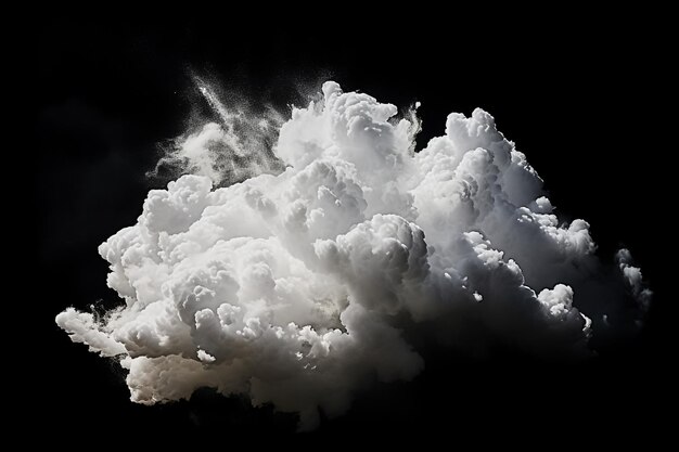 写真 黒い背景に隔離された空気中の単一の雲 霧 白い雲または霧 隔離されたデザインのために