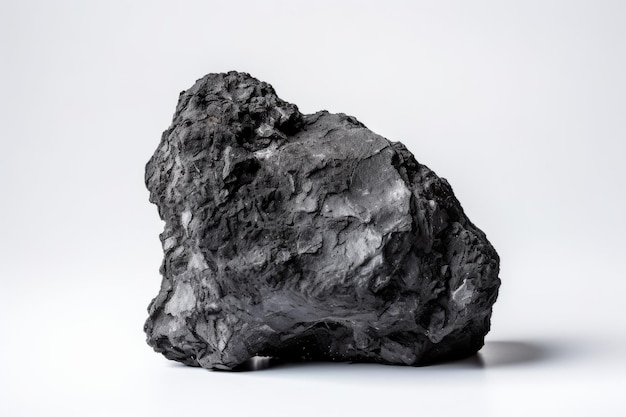 Single coal ember on white surface