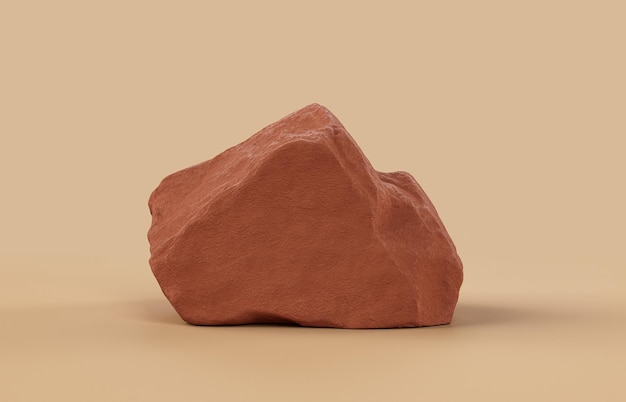 Single color brown rock in a flat color background monochrome\
rock model