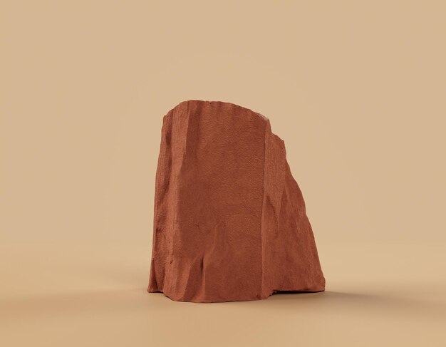 Single color brown rock in a flat color background monochrome\
rock model