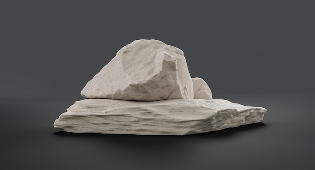 Single color white rocks in a flat grey color background
monochrome rock model