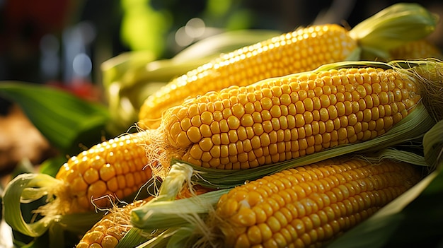 A single corn very closeup view
