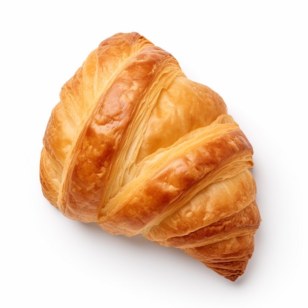 Single croissant isolated on white background