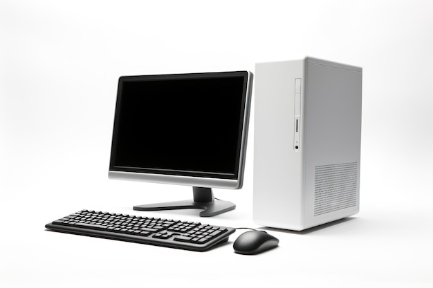 Photo a single desktop computer isolated on white background