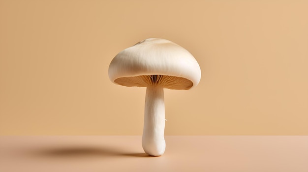A single ear of mushroom on a pastel background