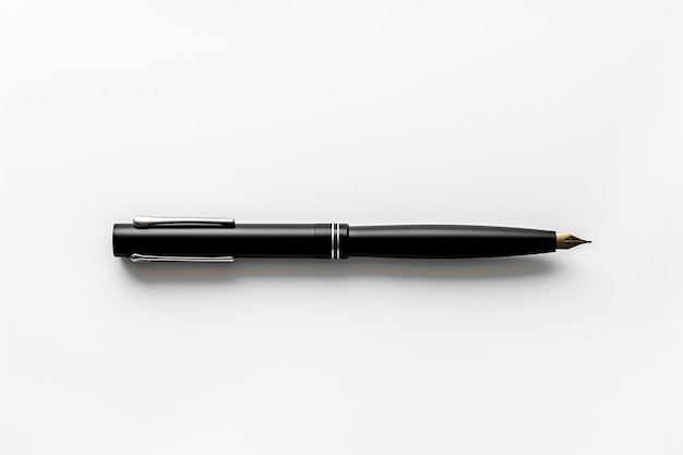 A single elegant fountain pen on a plain white background