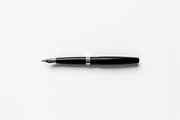 A single elegant fountain pen on a plain white background