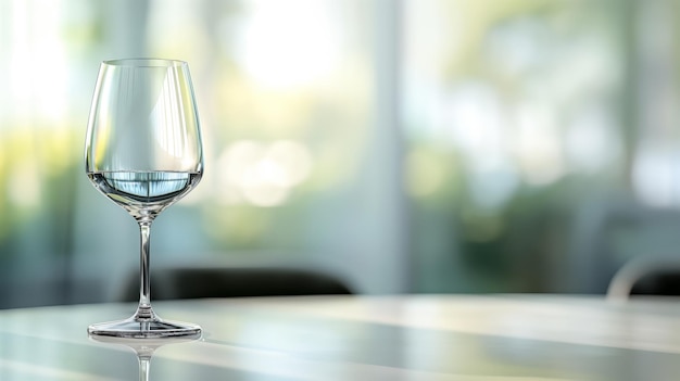 Photo single elegant wine glass on a pristine dining table minimalism